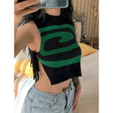 Lace-Up Turtle Neck Crop Top